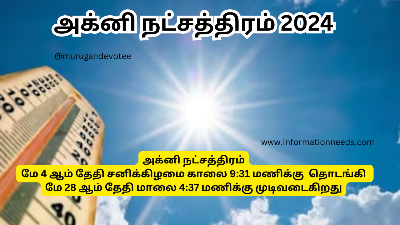  அக்னி நட்சத்திரம் 2024 தொடக்க மற்றும் முடிவு தேதி | Agni Nakshatra 2024 Start and End Date